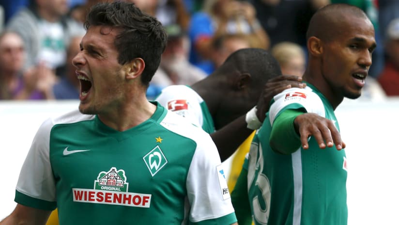 Zlatko Junuzovic - celebrates a goal for Werder Bremen in 2015