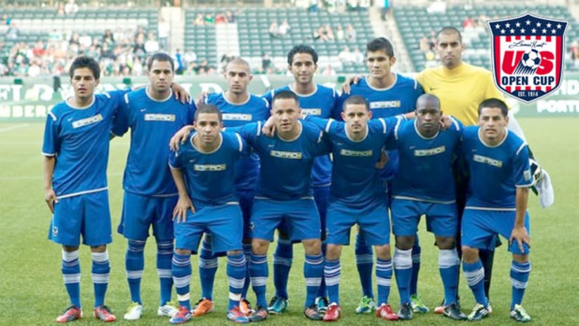 Cal FC's starting lineup against Portland with USOC badge
