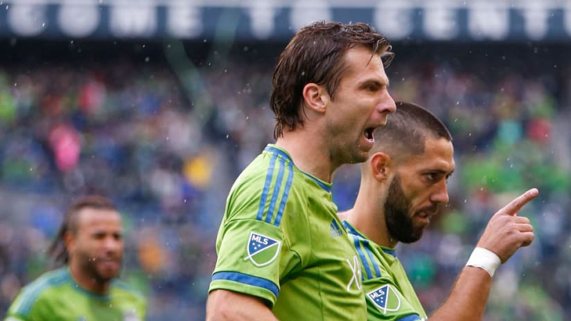 Andres Ivanschitz - Seattle Sounders - Celebration with Clint Dempsey