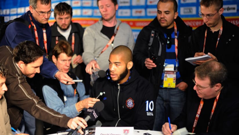 Oguchi Onyewu may have been speaking to media during the World Cup but he was having none of it during October camp