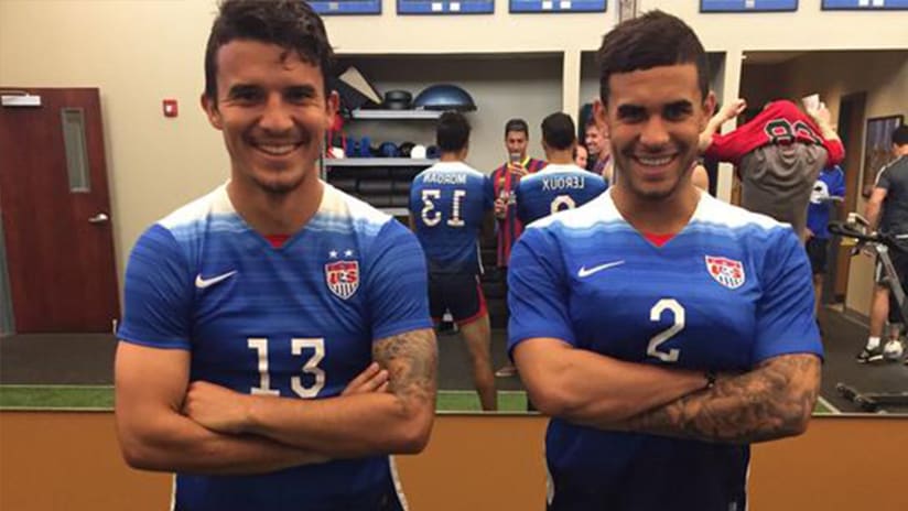 Servando Carrasco and Dom Dwyer pay tribute to their USWNT spouses