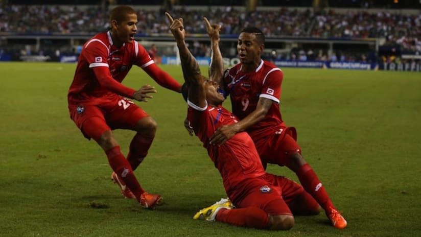 Gabriel Torres celebrates a goal for Panama