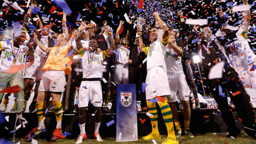 Tampa Bay Rowdies celebrate Soccer Bowl win