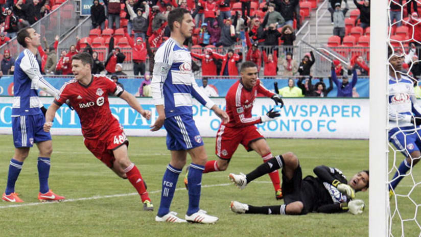 Andrew Jacobson, Matt Hedges and Raul Fernandez react to Darel Russell's late equalizer