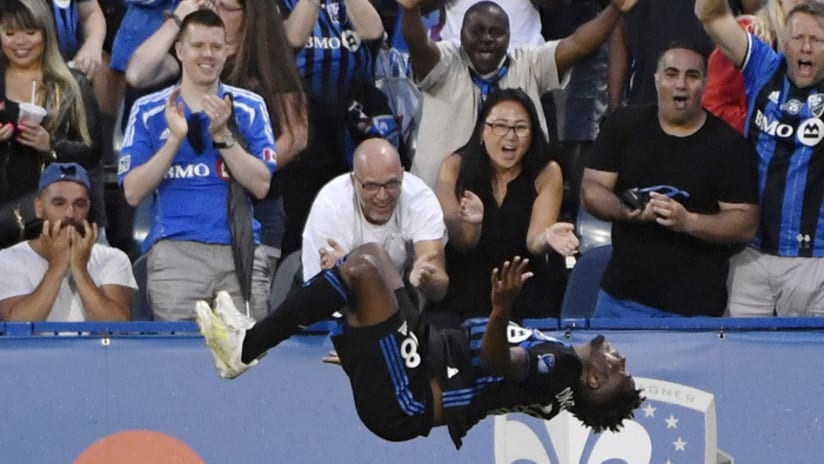 Montreal Impact forward Orji Okwonkwo does a backflip — June 26, 2019