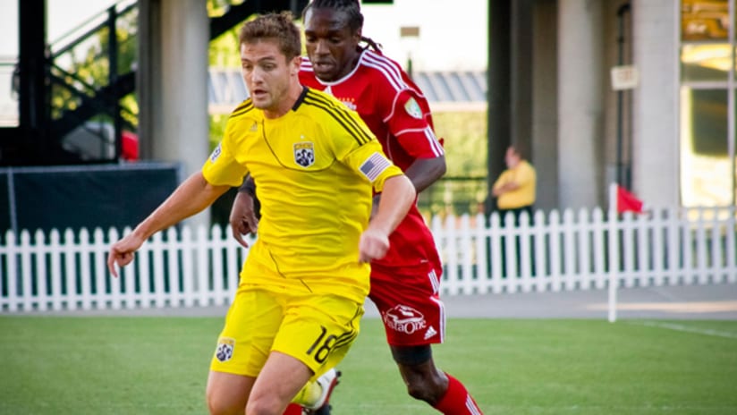 Robbie Rogers returned to action for the Crew in a 2-1 loss to Richmond in the USOC