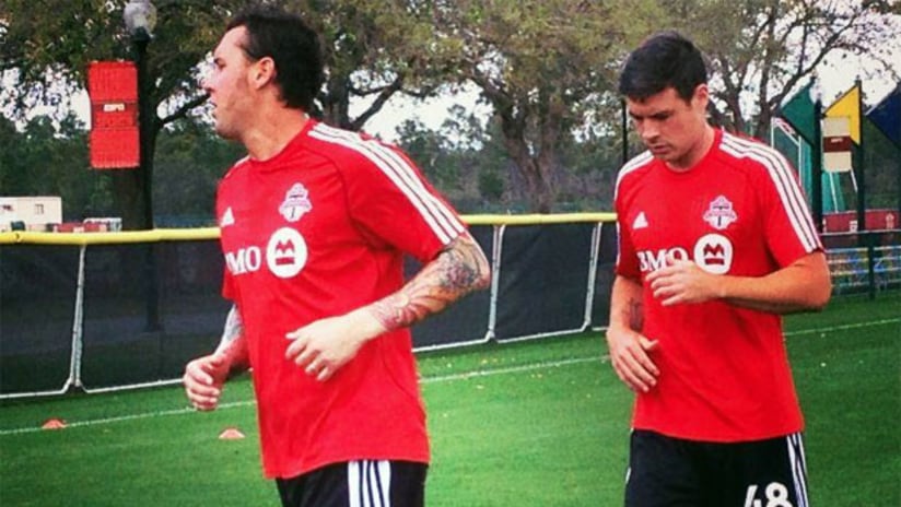 Danny Califf and Darren O'Dea in Toronto FC training