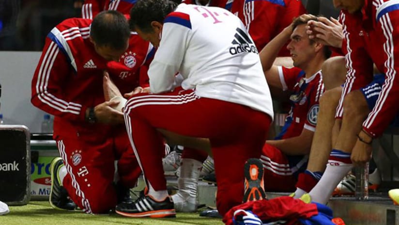 Philipp Lahm, Bayern Munich, after injury in German Cup final