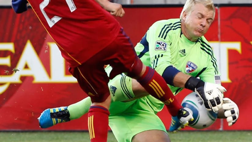 Kevin Hartman comes out to block a shot against RSL, July 9, 2011.