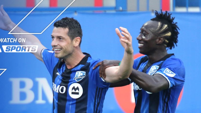 TVA Sports: Blerim Dzemaili and Dominic Oduro celebrate a goal for the Montreal Impact