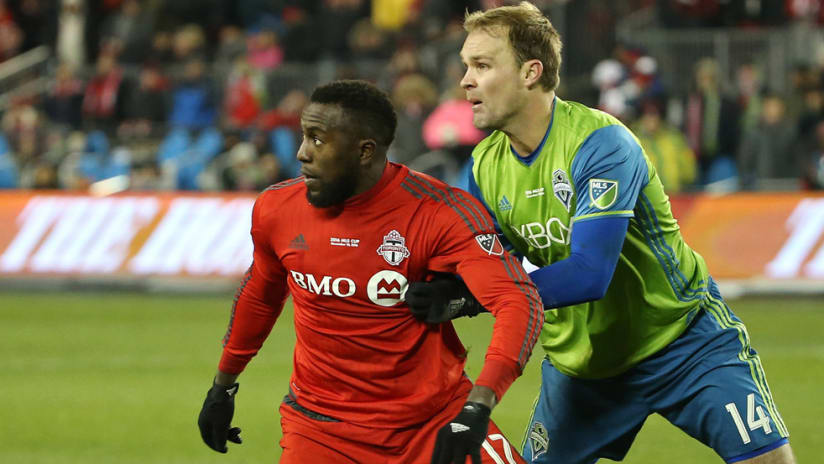 Jozy Altidore - Toronto FC and Chad Marshall - Seattle Sounders - MLS Cup 2016