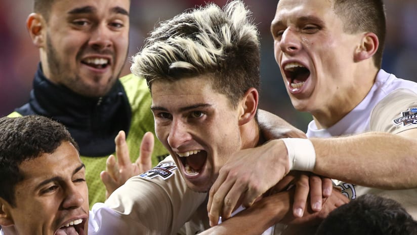 Ian Harkes - Wake Forest - celebrating a goal during 2016 College Cup