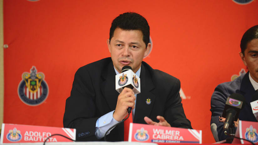 Wilmer Cabrera speaks at his introductory press conference as Chivas USA head coach
