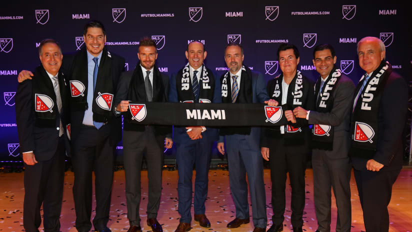 Miami MLS expansion event - ownership group - politicians - Don Garber - David Beckham