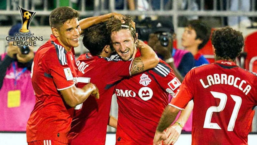 A 44th-minute goal from Mista (center) -- his first for Toronto FC -- put Cruz Azul on their heels.