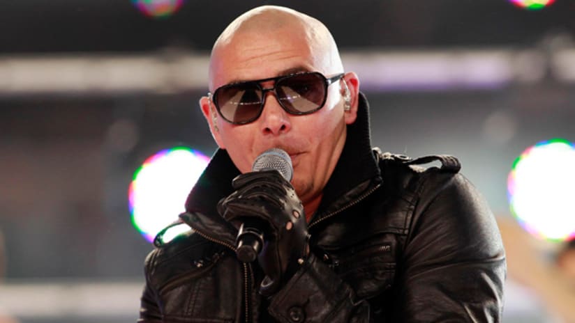 Pitbull performs at NFL game