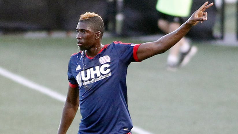 New England's Saer Sene after the Revolution's Open Cup win against Rochester