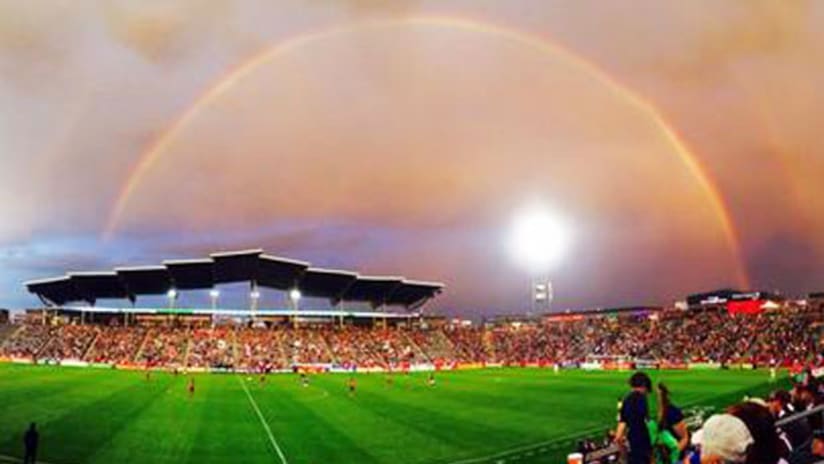 Rainbow at Dick's Sporting Goods Park on July 25, 2014