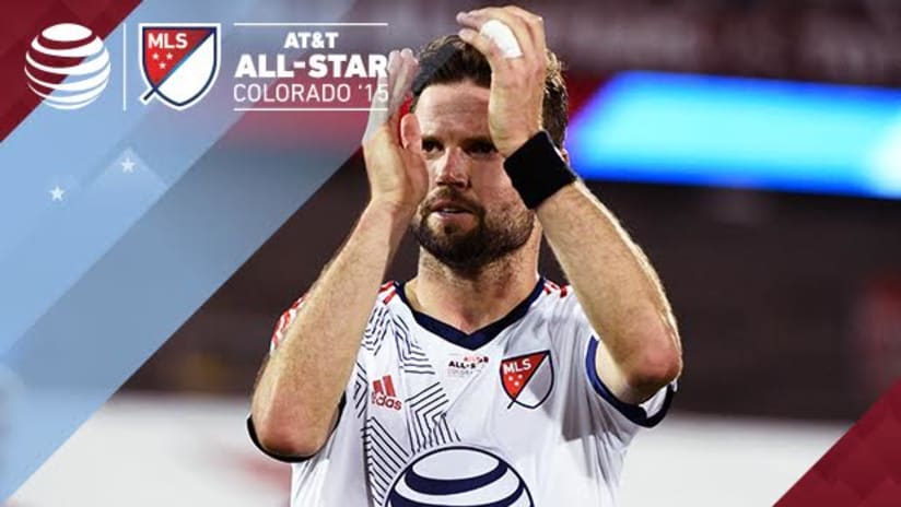 Drew Moor claps to the All-Star Game fans | 2015 MLS All-Star Game