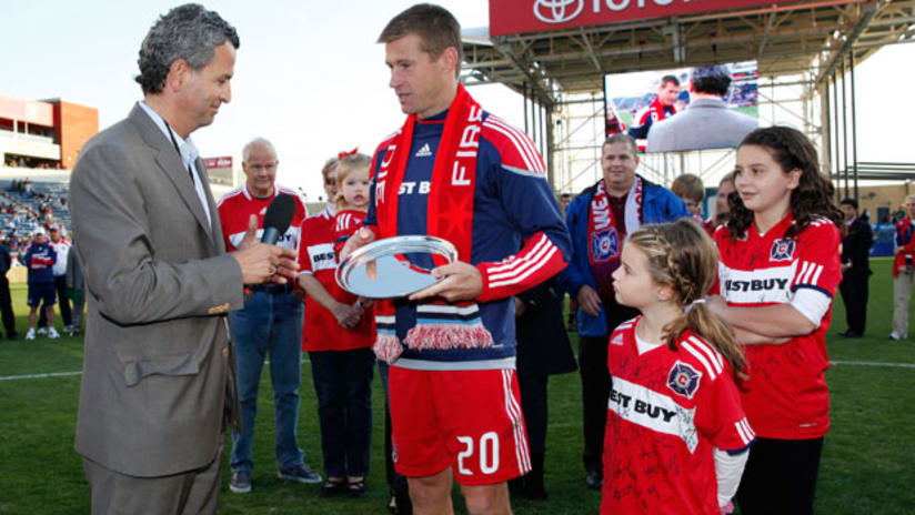 Brian McBride was honored at his final game at Toyota Park on Saturday.