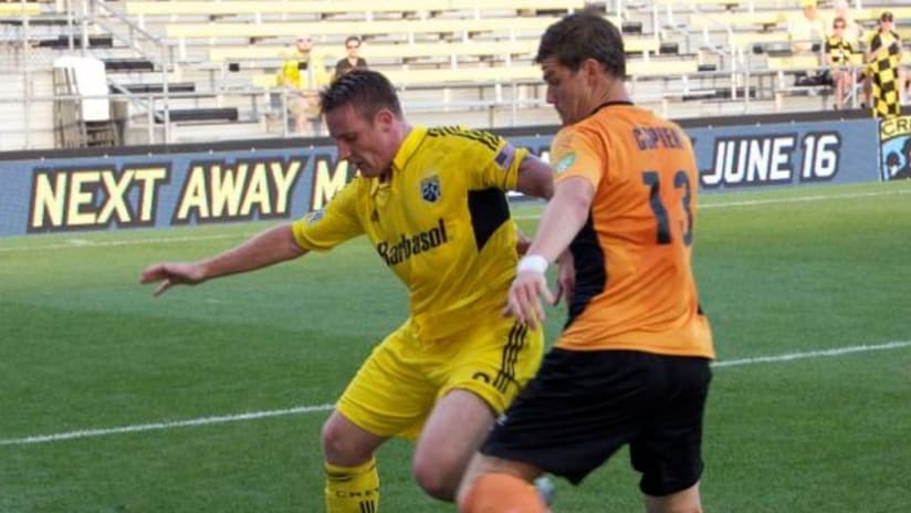 Chris Birchall of the Columbus Crew in USOC match with Dayton Dutch Lions