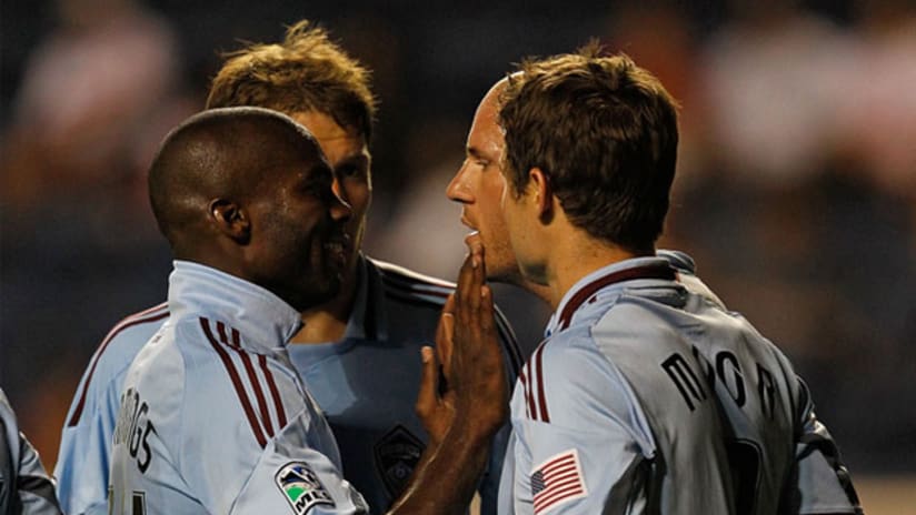Omar Cummings (left) and the Rapids head into the World Cup break confident about their recent play.