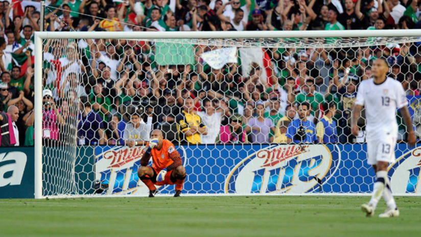 Tim Howard contemplates Gio Dos Santos' golazo in Mexico's 4-2 win