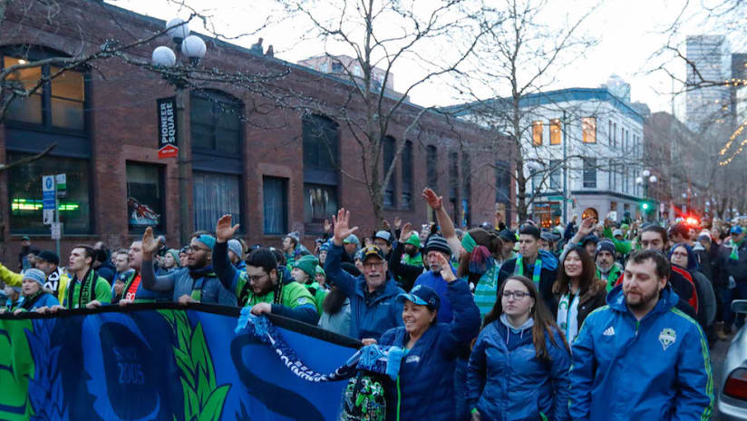 Sounders fans march to match