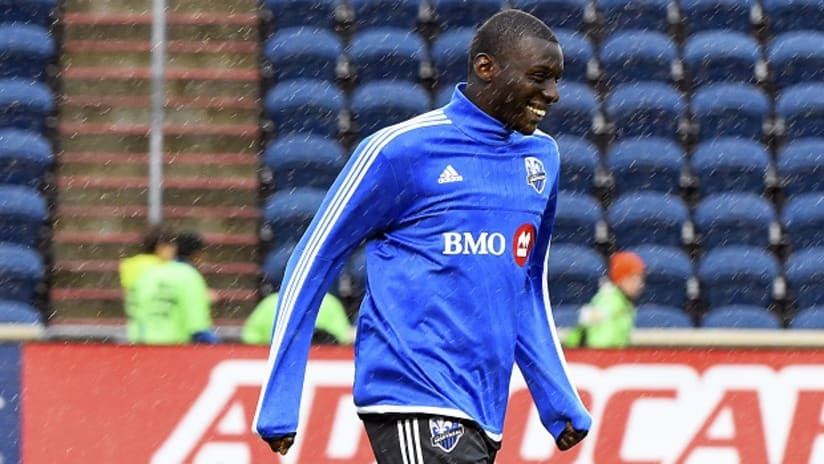 Bakary Soumare warms up for the Montreal Impact
