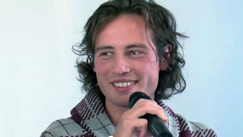 Loan item Mikkel Diskerud speaks during his first press conference with Gent.