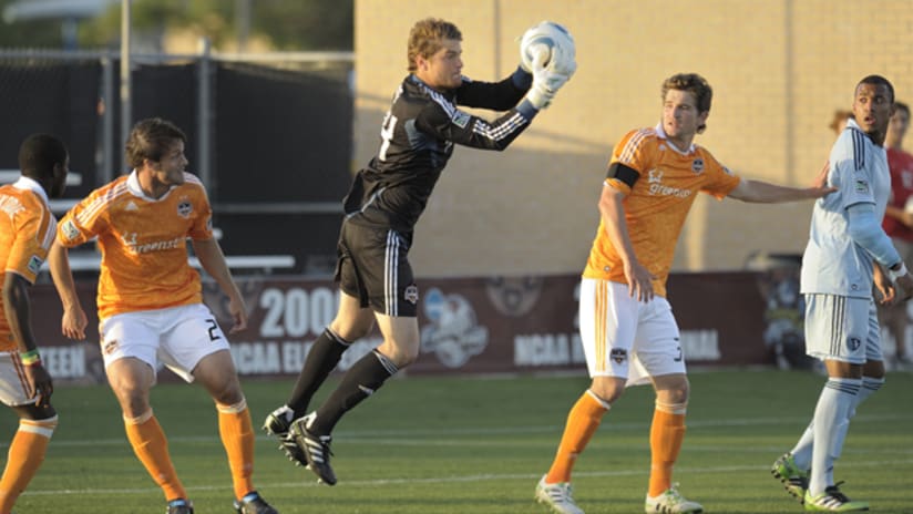 Tyler Deric comes off his line in Houston's 1-0 US Open Cup loss to Sporting