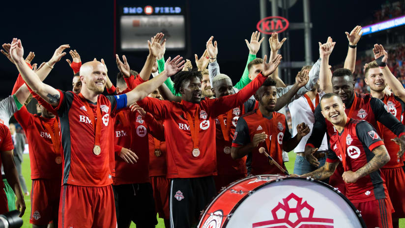 Toronto FC - celebrate Canadian Championship win with drums, fans