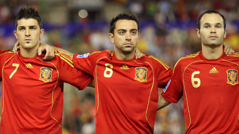 Spain's formidible attacking trio of David Villa, Xavi and Andres Iniesta have their sights on a world championship.