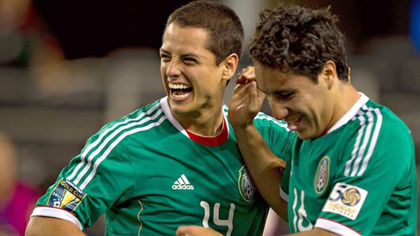 Javier "Chicharito" Hernandez celebrates a goal for Mexico