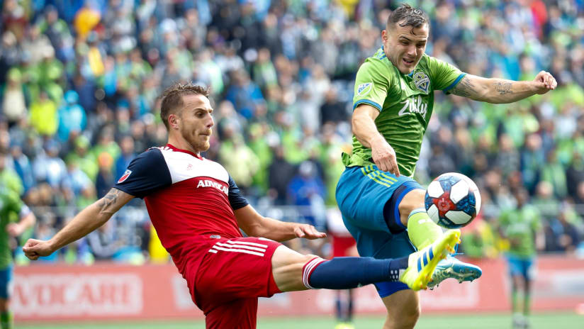 Jordan Morris and Bressan - Seattle Sounders FC Dallas - MLS Cup Playoffs