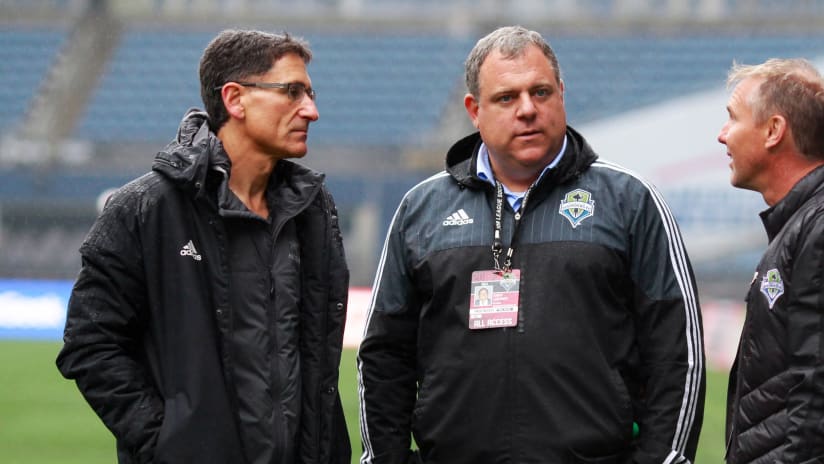 Garth Lagerwey, Chris Henderson and Adrian Hanauer chat - Seattle Sounders