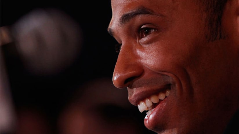 Thierry Henry was all smiles during a press conference Thursday to announce his signing with the New York Red Bulls.