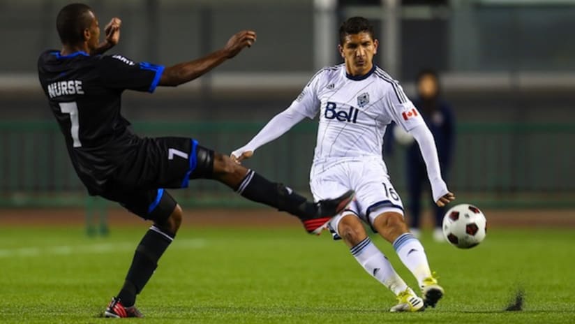Johnny Leveron in action for the Vancouver Whitecaps in the Canadian Championship