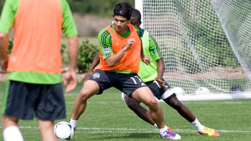 Fredy Montero in Sounders camp in Florida.