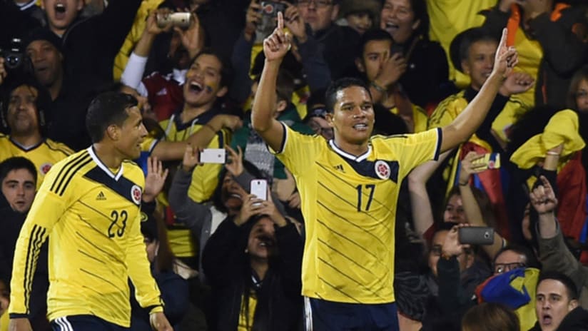 Carlos Bacca celebrates his goal for Colombia vs. the USMNT