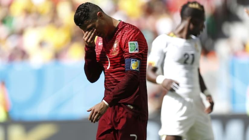 Cristiano Ronaldo reacts to Portugal's elimination from the World Cup