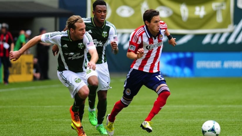 Eric Avila in action for Chivas USA against Portland Timbers