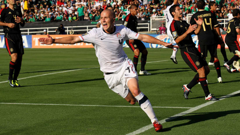 Michael Bradley celebrates his goal against Mexico in the Gold Cup final