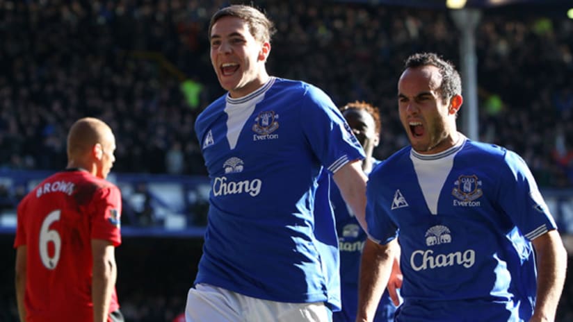 Landon Donovan (right) says it would be hard to turn down another chance to play for Everton.