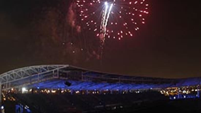Fireworks lit up the sky following the Galaxy's win Sunday night.