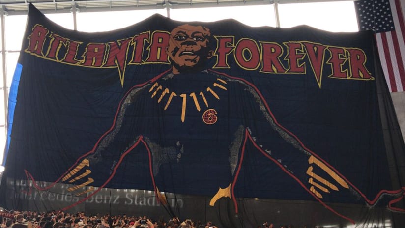 Atlanta United - tifo - "Atlanta Forever" tribute to Darlington Nagbe
