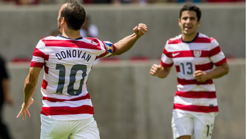 Landon Donovan celebrates his goal vs. Cuba.