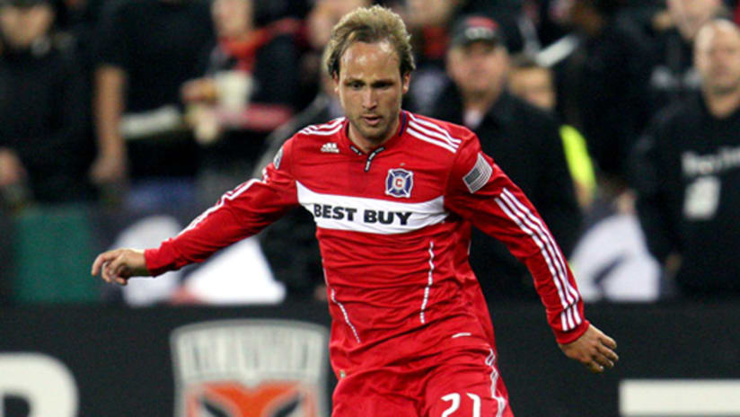 Justin Mapp playing against D.C. United.