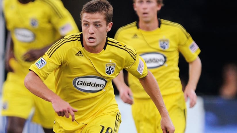 Robbie Rogers and the Crew battle the Charleston Battery on Tuesday night.