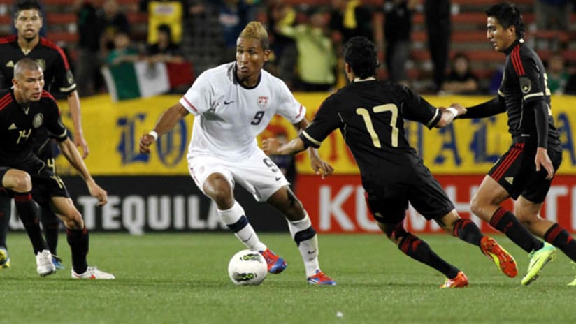 Juan Agudelo in action for the US U-23 team